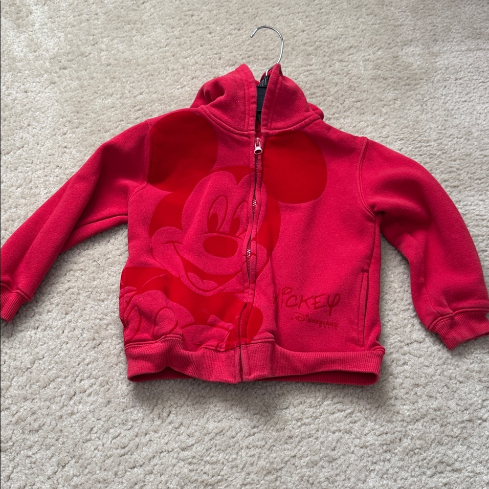 Red Mickey Mouse Disneyland Paris Zip-Up Hoodie -Size 4